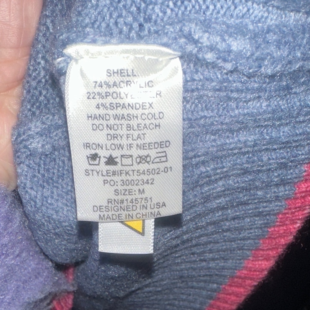 Fantastic Fawn Med Blue/Grey Sweater with Pink Cowboy Boot Design - Picture 7 of 7